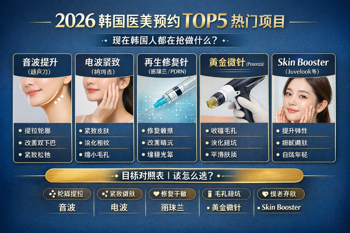 2026 韩国医美爆款预约榜｜现在韩国人最爱做的项目 TOP5缩略图